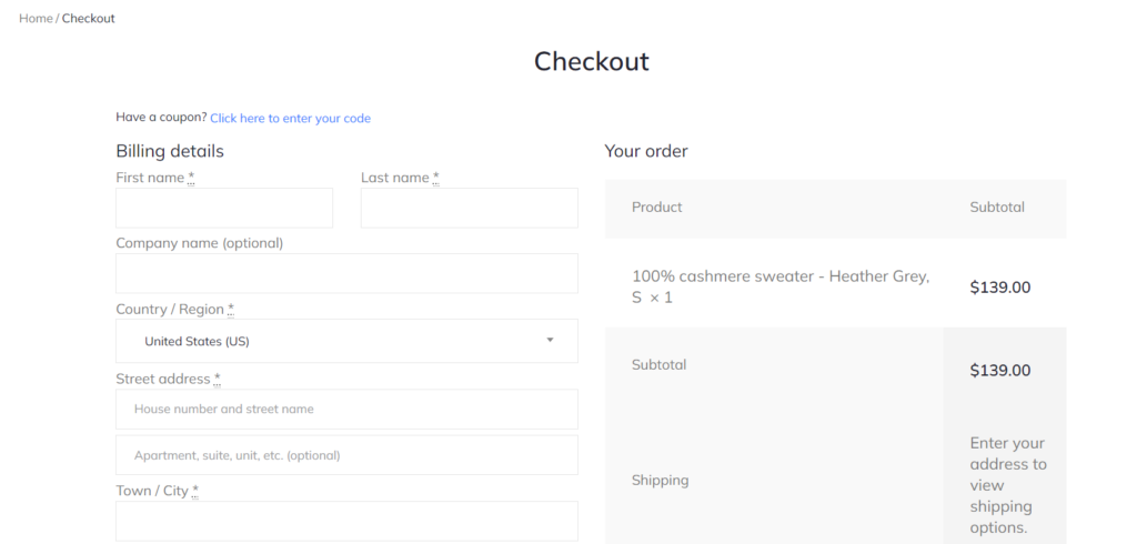 JetWooBuilder checkout page